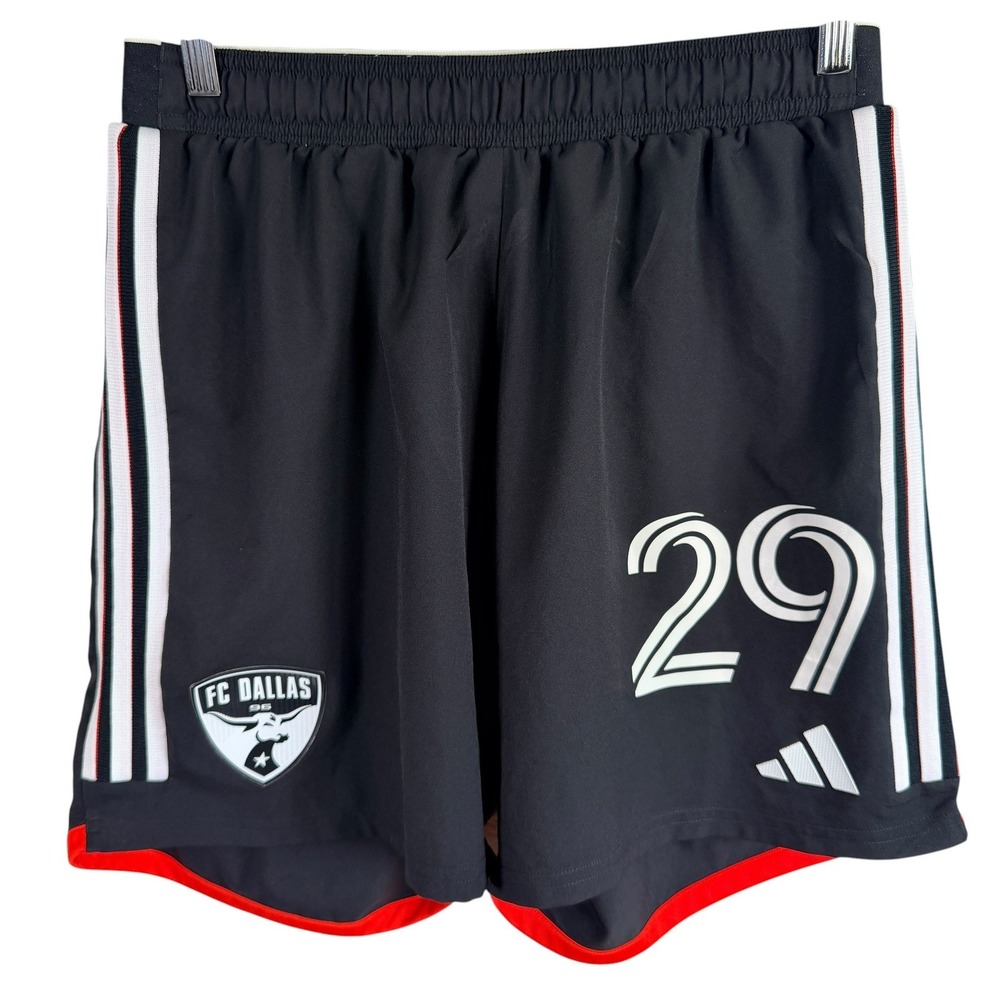 Adidas FC Dallas Soccer Shorts #29 Newman Womens L Black Aeroready Training MLS